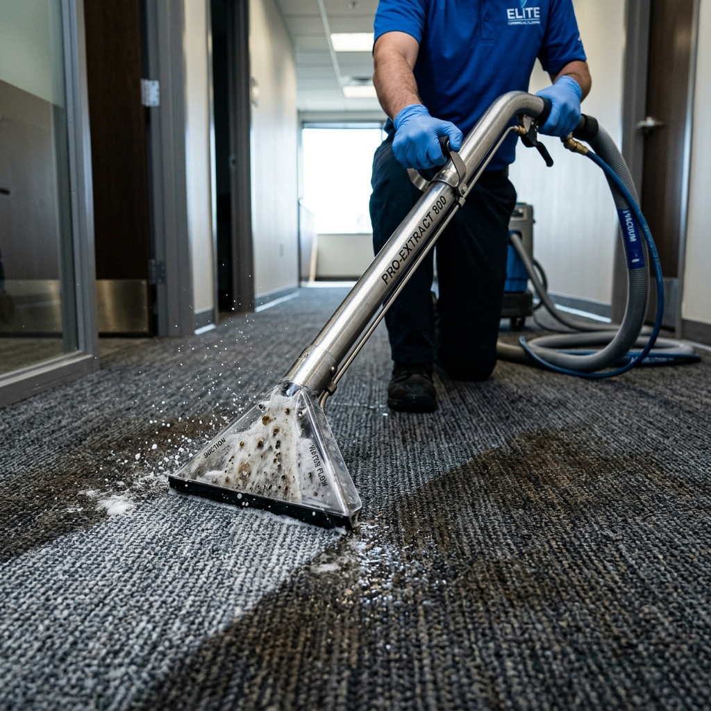 Professional Hot Water Extraction on Commercial Carpet