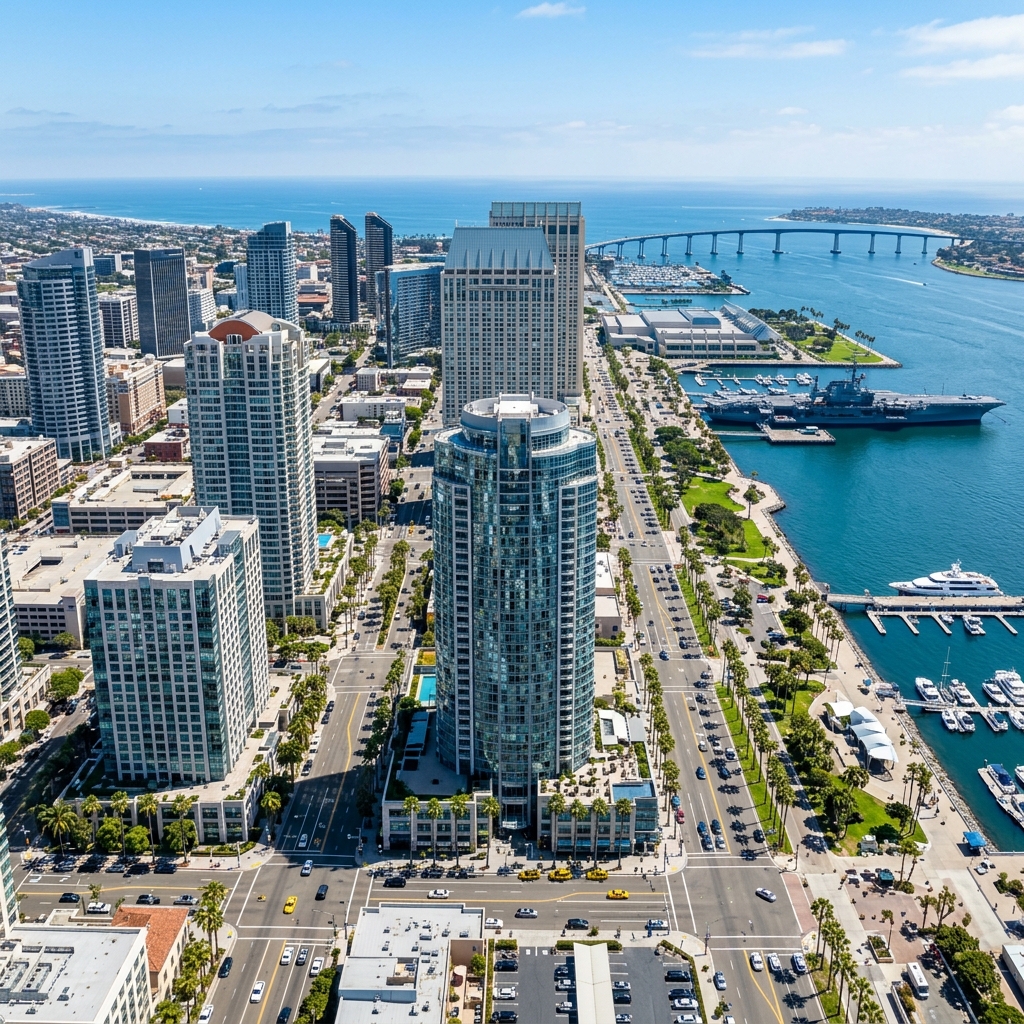 Aerial view of downtown San Diego